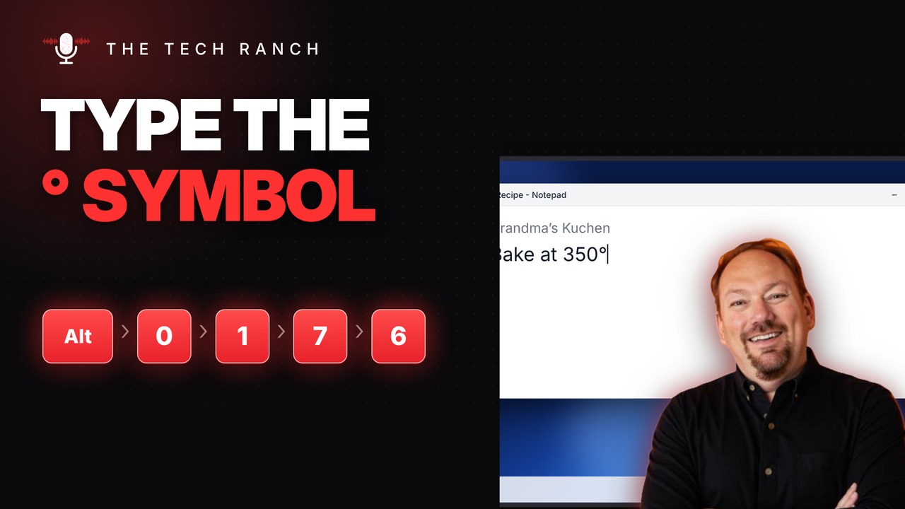 Type the Degree Symbol ° on Windows: Alt + 0176 - The Tech Ranch