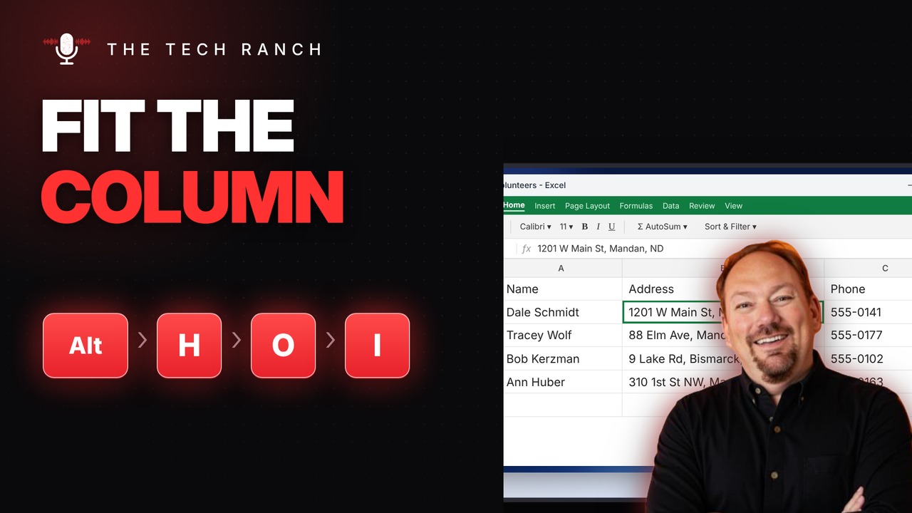 Fit an Excel Column to Its Text: Alt, H, O, I - The Tech Ranch