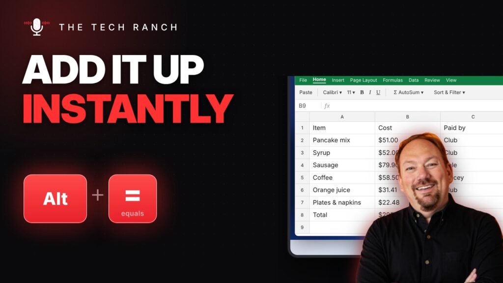 Add Up a Column in Excel Instantly: Alt + = (AutoSum) - The Tech Ranch