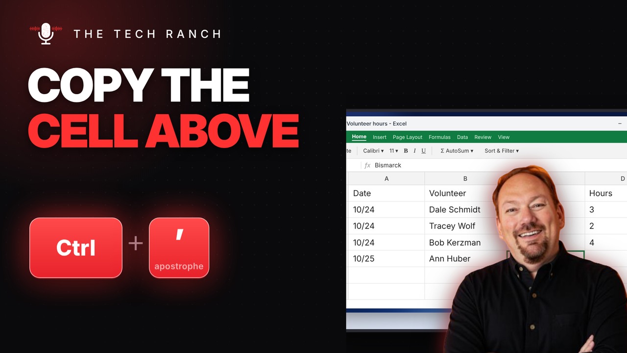 Copy the Cell Above in Excel: Ctrl + Apostrophe - The Tech Ranch