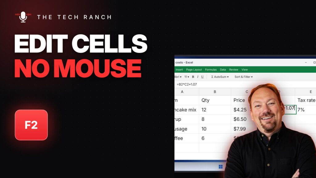 Edit an Excel Cell Without the Mouse: F2 (Plus F4 to Lock References) - The Tech Ranch