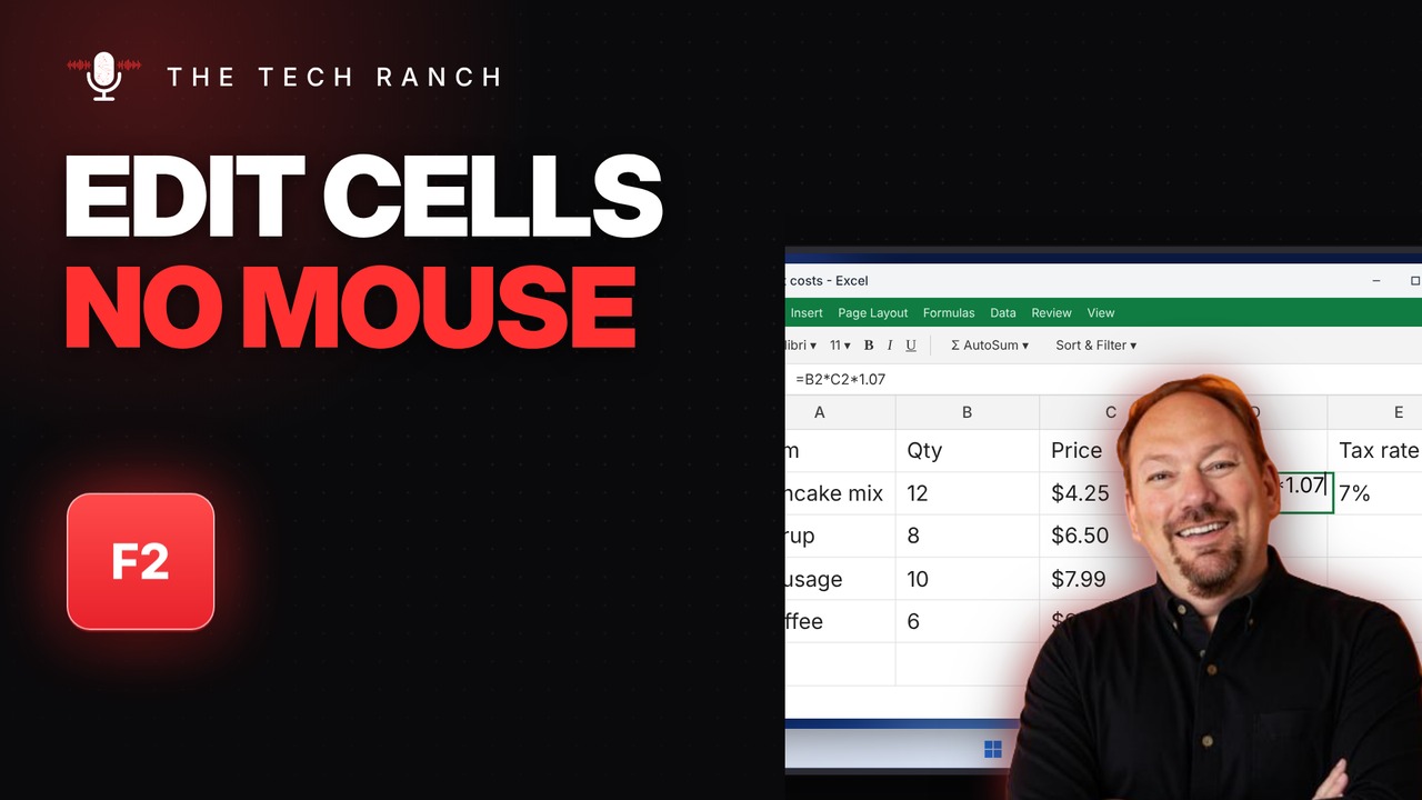 Edit an Excel Cell Without the Mouse: F2 (Plus F4 to Lock References) - The Tech Ranch