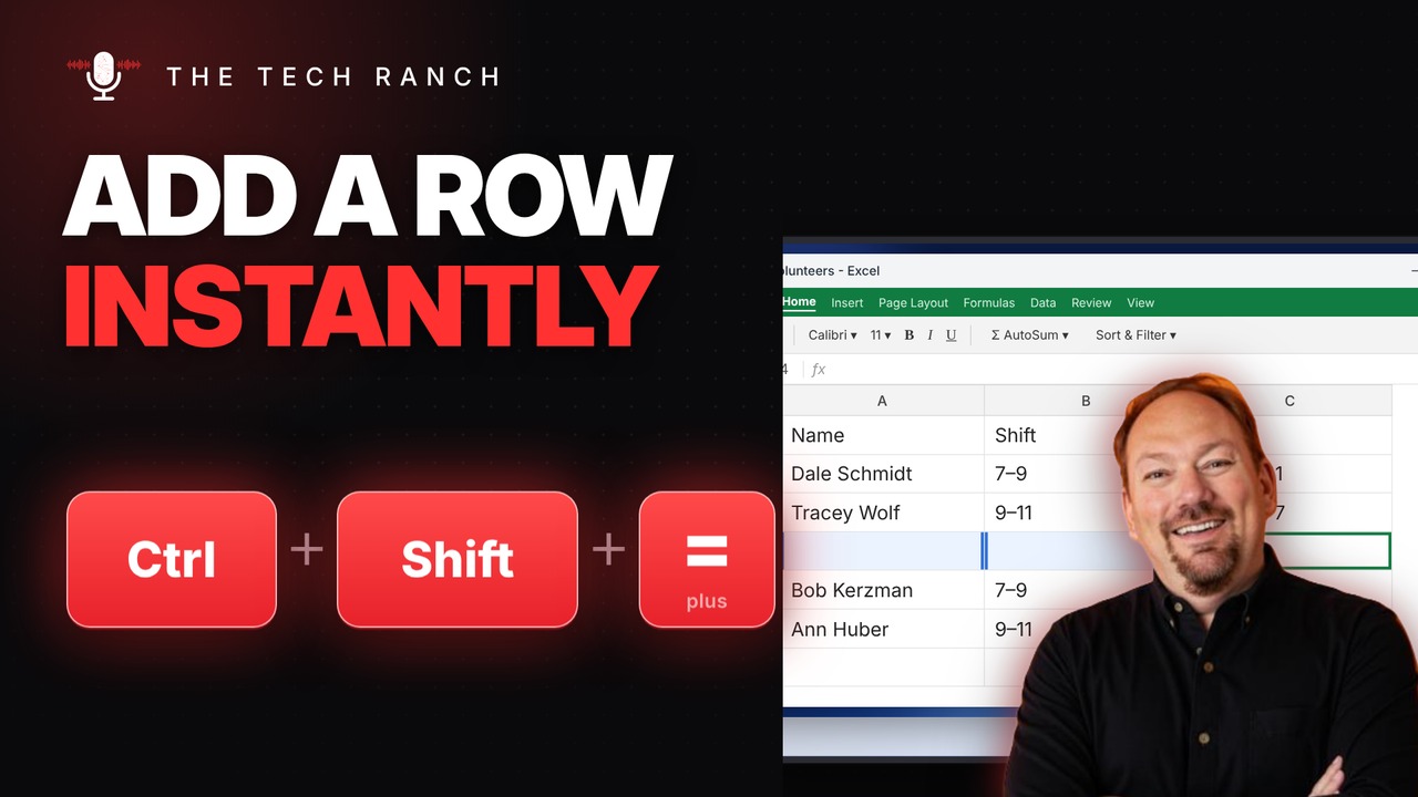 Insert a Row in Excel Instantly: Ctrl + Shift + Plus - The Tech Ranch