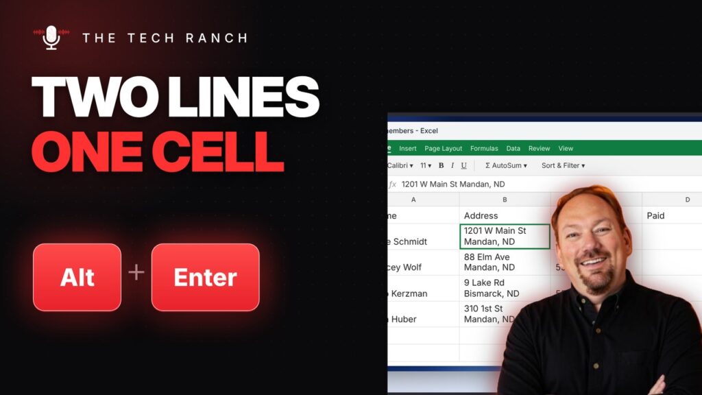 Two Lines in One Excel Cell: Alt + Enter - The Tech Ranch