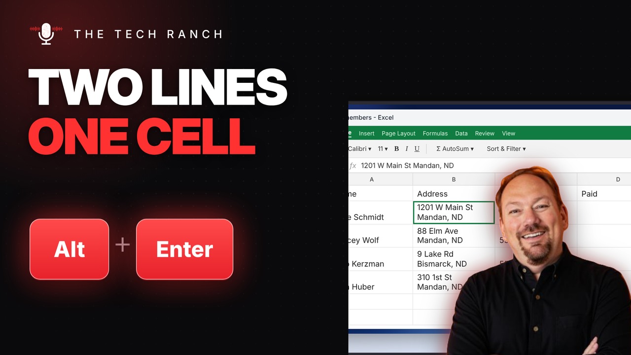 Two Lines in One Excel Cell: Alt + Enter - The Tech Ranch