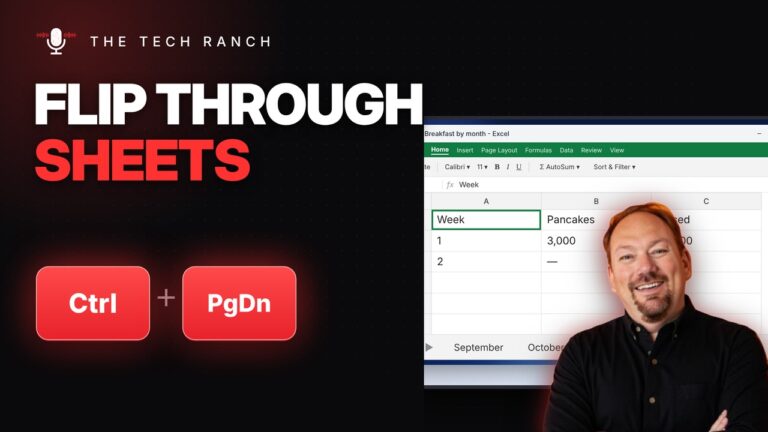 Flip Between Excel Sheets Fast: Ctrl + Page Down / Page Up - The Tech Ranch