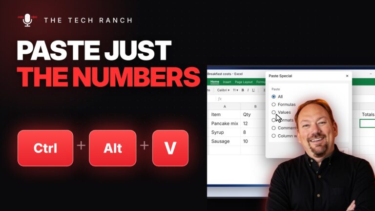 Paste Just the Numbers in Excel: Ctrl + Alt + V (Paste Special) - The Tech Ranch