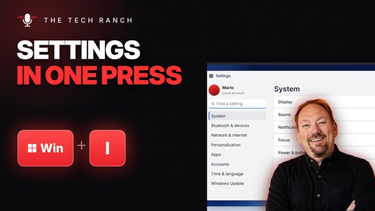 Open Windows Settings Instantly: Windows Key + I - The Tech Ranch