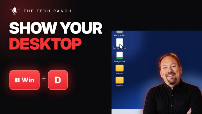 Windows key + D shows the desktop